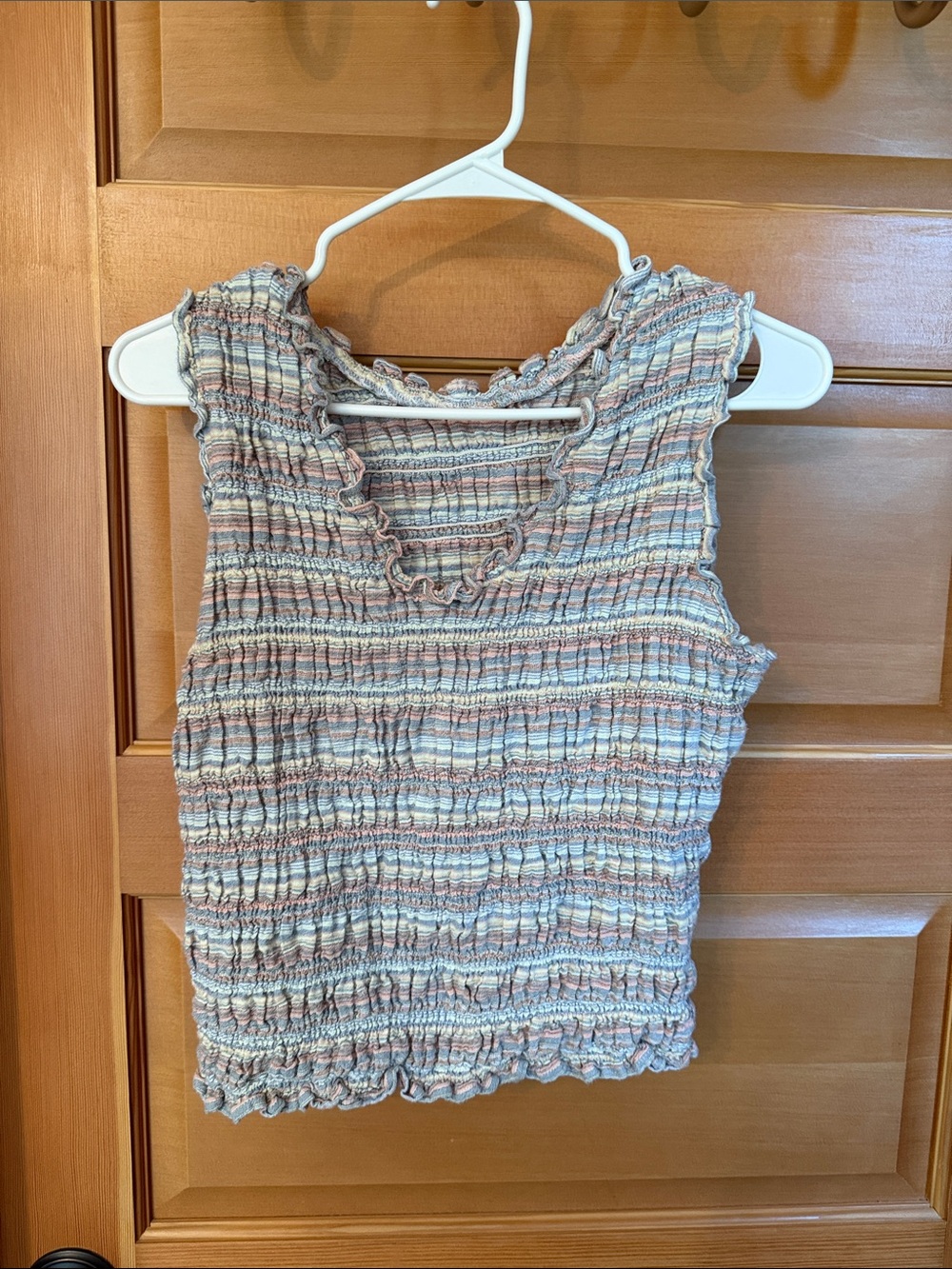 Smocked Ribbed Sleeveless Tank Top - Multi-Color